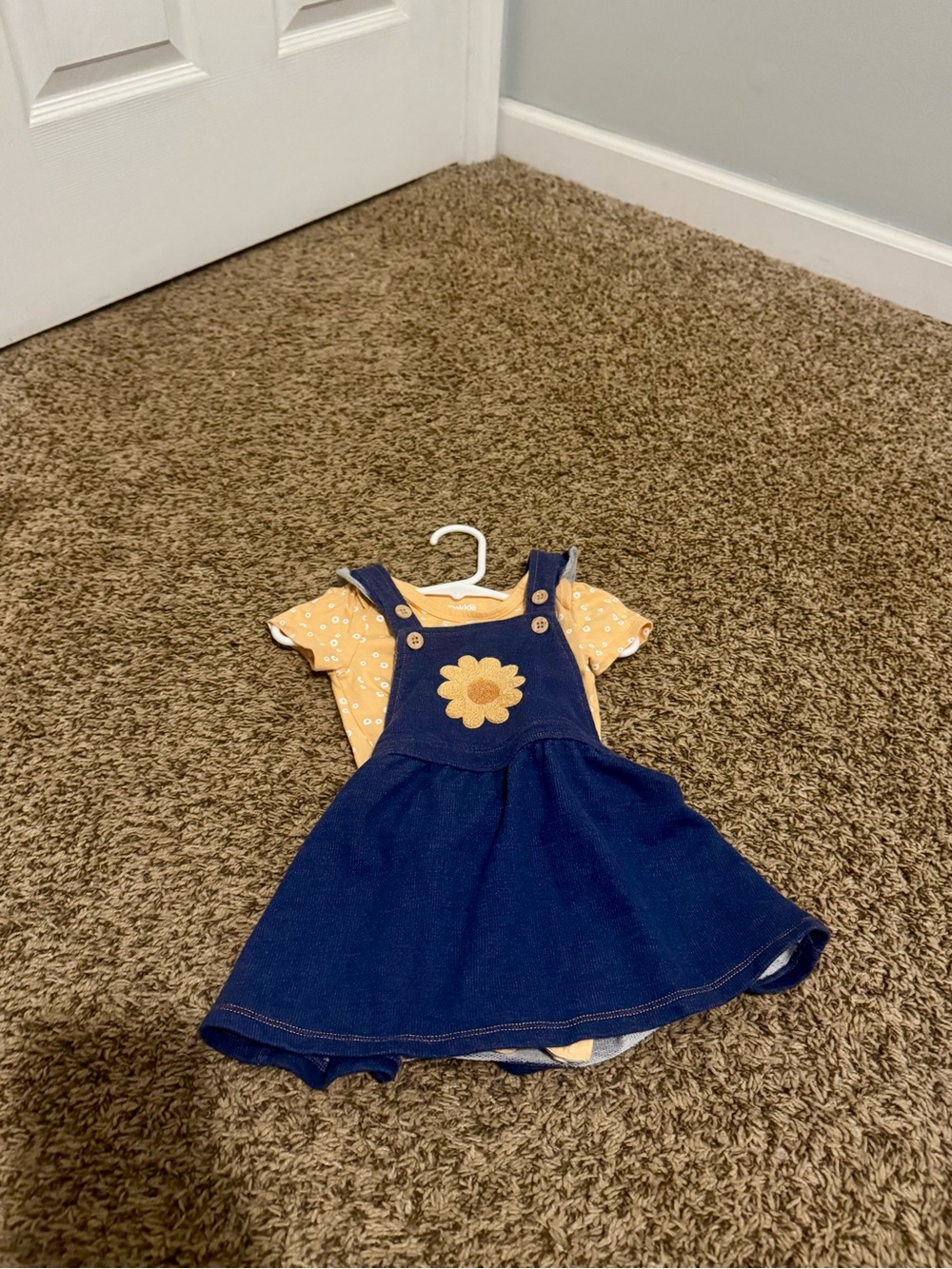 Navy Pinafore Dress with Yellow Floral Tee for Kids